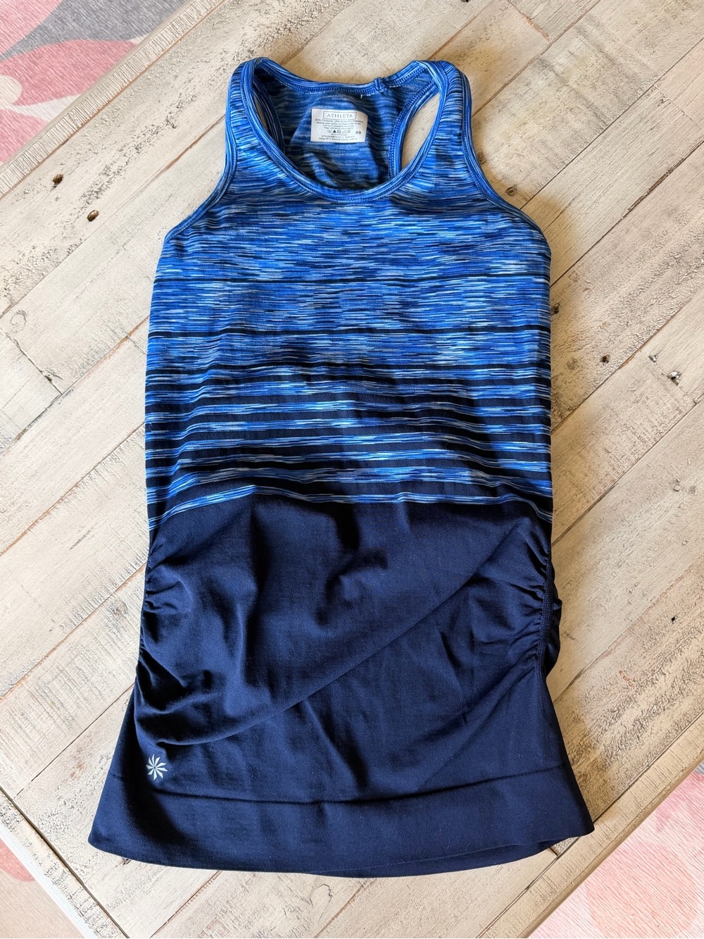 Athleta Blue Space-Dye & Navy Racerback Tank